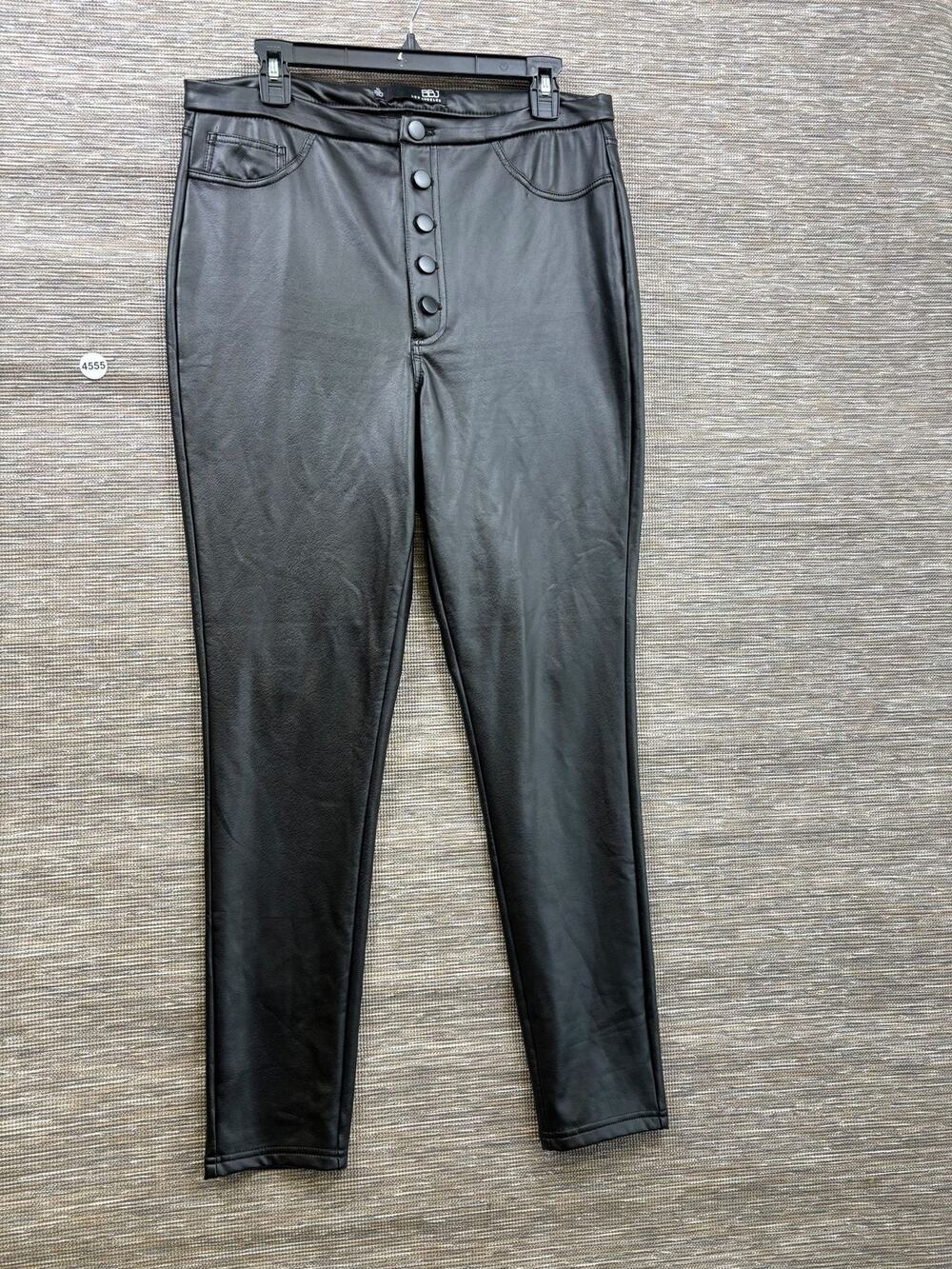 BBJ Faux Leather Jegging Pants Womens Sz XL Black Skinny High Rise Fleece Lined